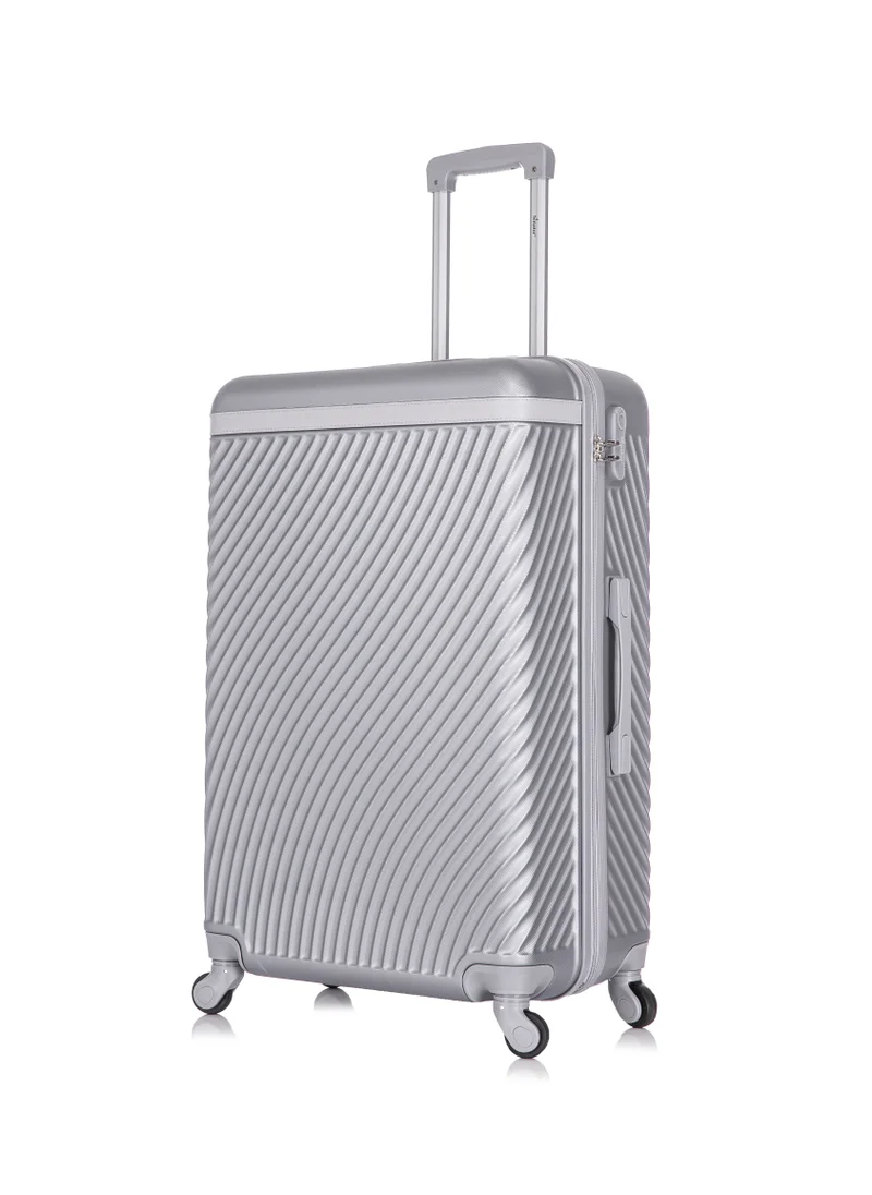 سيناتور Hard Case Travel Bag Luggage Trolley For Unisex ABS Lightweight Suitcase with 4 Spinner Wheels KH1065 Silver White