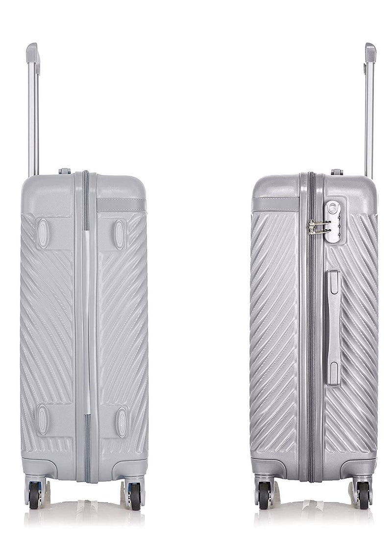 SENATOR Hard Case Travel Bag Luggage Trolley For Unisex ABS Lightweight Suitcase with 4 Spinner Wheels KH1065 Silver White  - Image 5