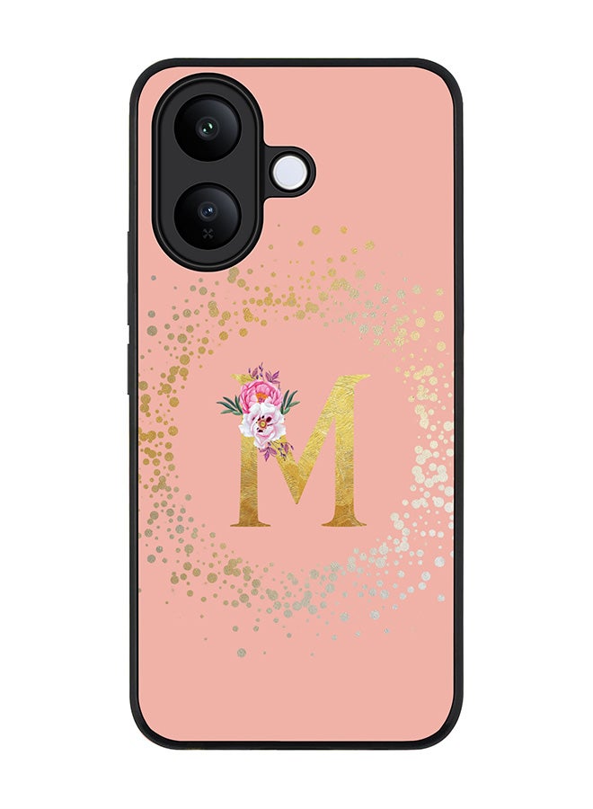 For vivo V60 Lite 5G / V60 Lite 4G Case,Slim fit Camera Protection, Shockproof Thin Phone cover  - Custom Monogram Floral - M  (Rose Pink )