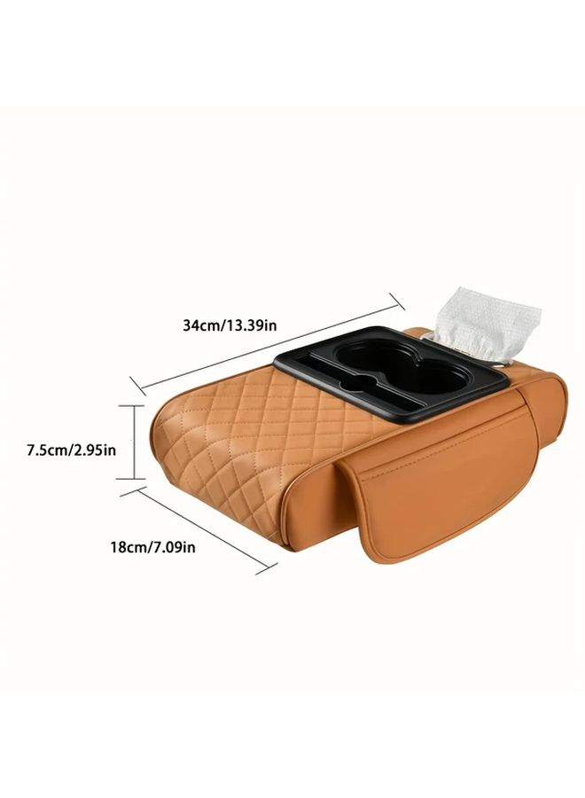 Red Car Center Console Organizer with Cup Holders Side Pockets and Tissue Box - Image 2