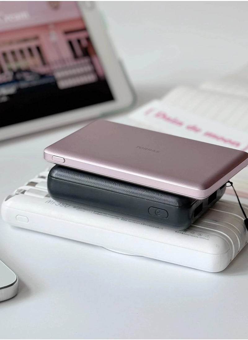 TORRAS - MiniMag Power Bank, Ultra Slim 5,000 mAh Wireless Portable Charger with USB-C Cable, Fast Charging Magnetic Battery Pack, Magsafe-Compatible Charger for iPhone 16/15/14/13/12, Pink - Image 1