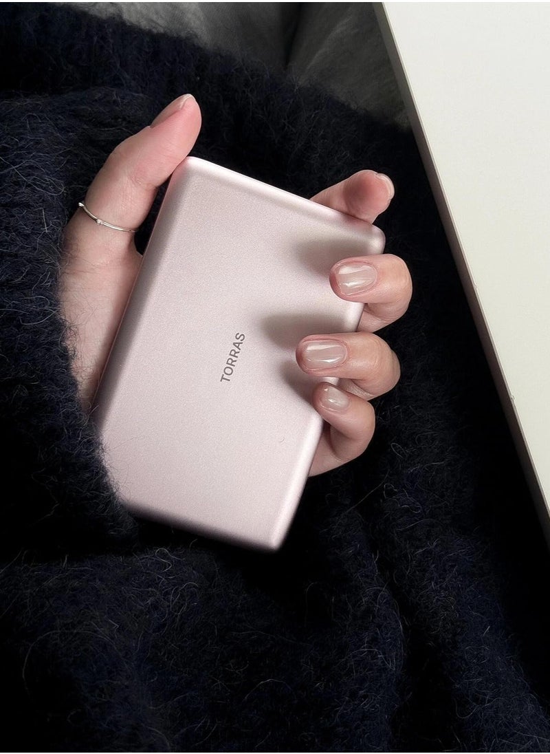 TORRAS - MiniMag Power Bank, Ultra Slim 5,000 mAh Wireless Portable Charger with USB-C Cable, Fast Charging Magnetic Battery Pack, Magsafe-Compatible Charger for iPhone 16/15/14/13/12, Pink - Image 1