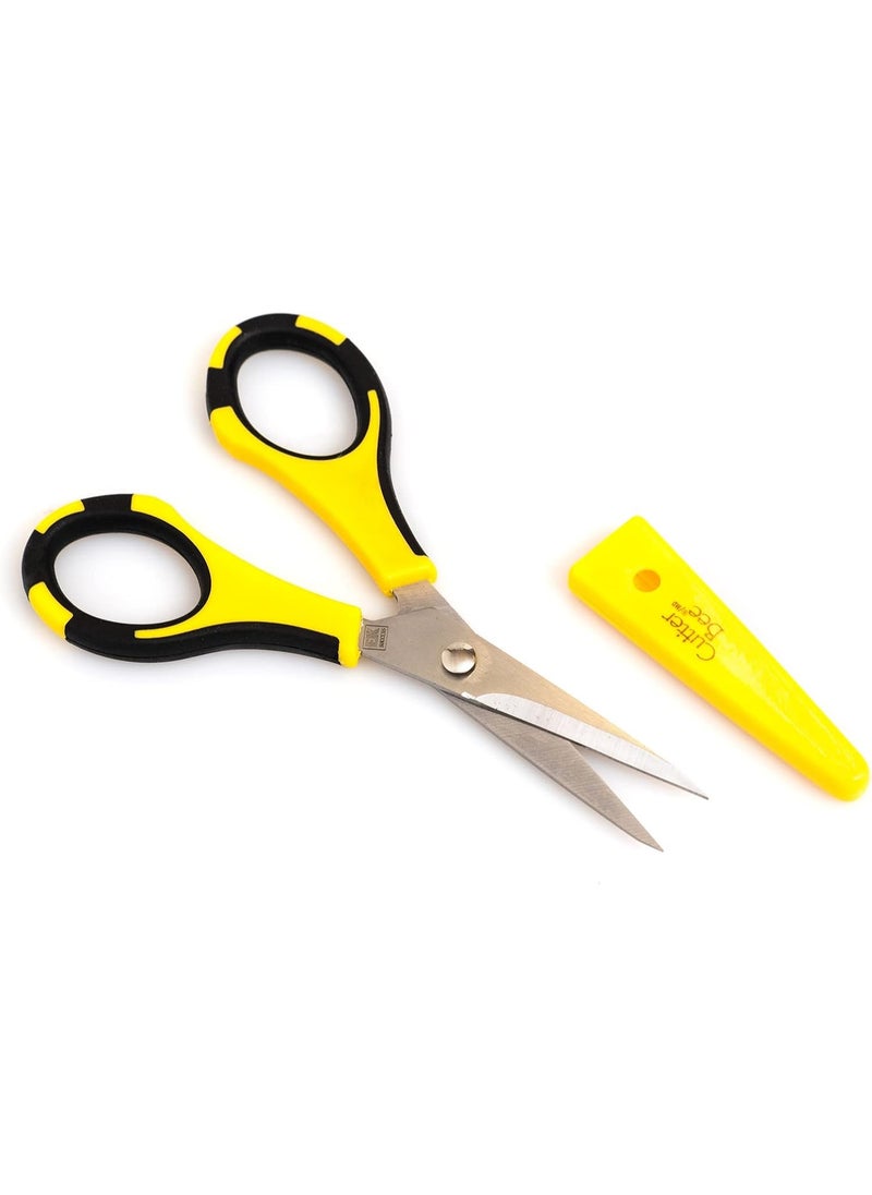 EK Tools EK Tools Cutter Bee Precision Craft Scissors, Small, Yellow and Black, Package Includes 1 Ergonomic Scissor and 1 Protective Safety Cover, For Cutting, Paper, Herbs, and More  - Image 1