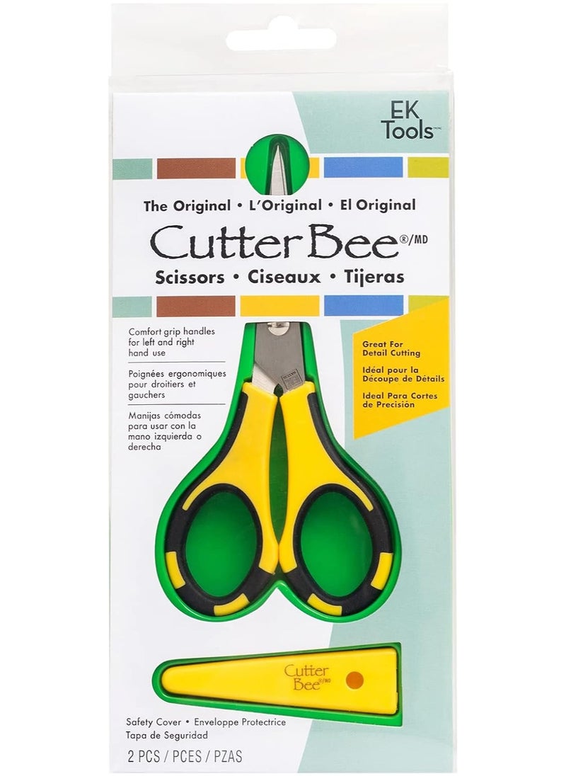 EK Tools EK Tools Cutter Bee Precision Craft Scissors, Small, Yellow and Black, Package Includes 1 Ergonomic Scissor and 1 Protective Safety Cover, For Cutting, Paper, Herbs, and More  - Image 2