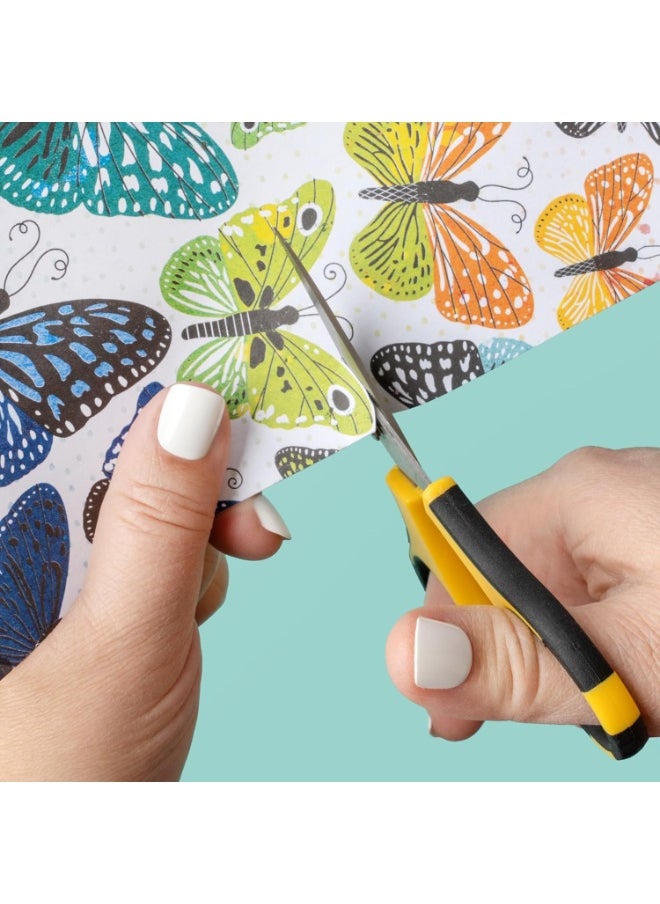 EK Tools EK Tools Cutter Bee Precision Craft Scissors, Small, Yellow and Black, Package Includes 1 Ergonomic Scissor and 1 Protective Safety Cover, For Cutting, Paper, Herbs, and More  - Image 3
