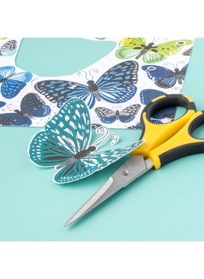 EK Tools EK Tools Cutter Bee Precision Craft Scissors, Small, Yellow and Black, Package Includes 1 Ergonomic Scissor and 1 Protective Safety Cover, For Cutting, Paper, Herbs, and More  - Image 4