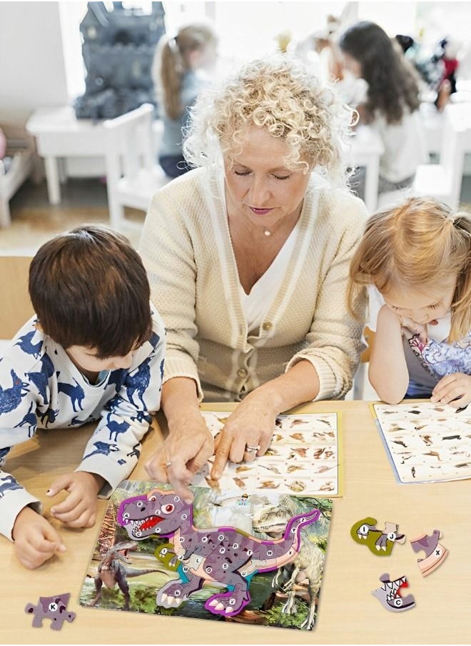 Wooden Toddler Puzzles for Kids,Dinosaur Puzzles,Montessori Educational Learning Toy,Wooden Preschool Educational Toys
