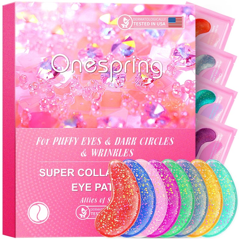Onespring Under Eye Patches (24 Pairs) - Eye Gel Pads for Wrinkles, Puffy Eyes, Dark Circles, Eye Bags, Natural Collagen Eye Gels Pads, Under Eye Mask Patches for Refreshing, Revitalizing - Image 1