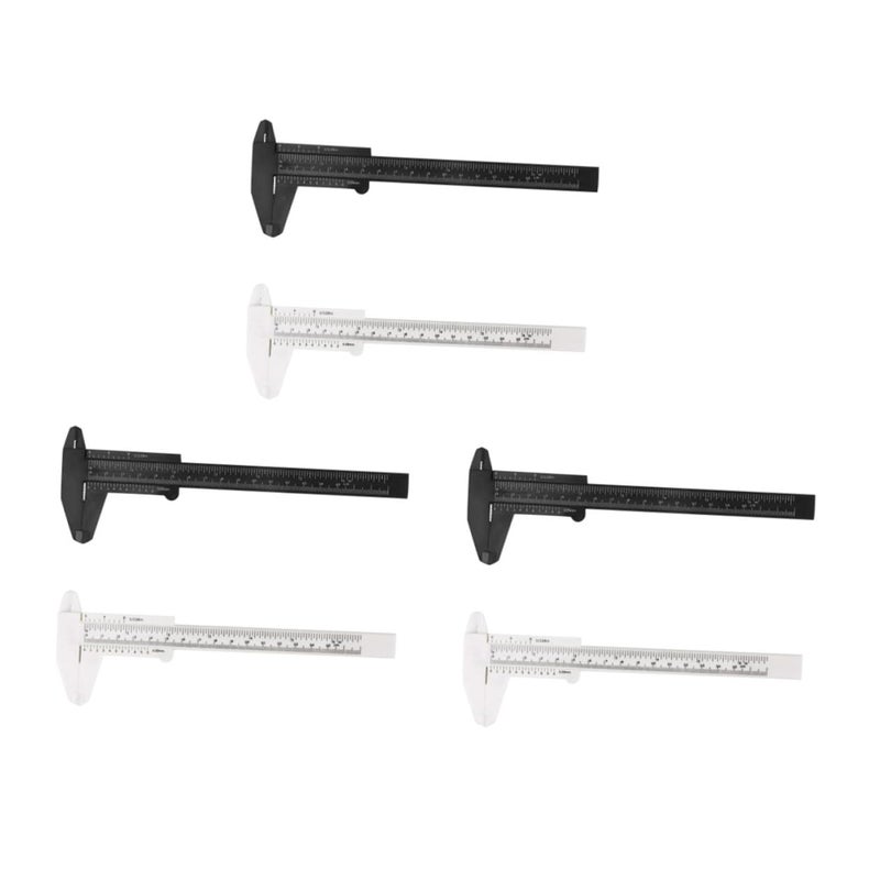 6pcs Mini Plastic Precision Caliper Set 3 White 3 Black Portable Measuring Tool - Image 2
