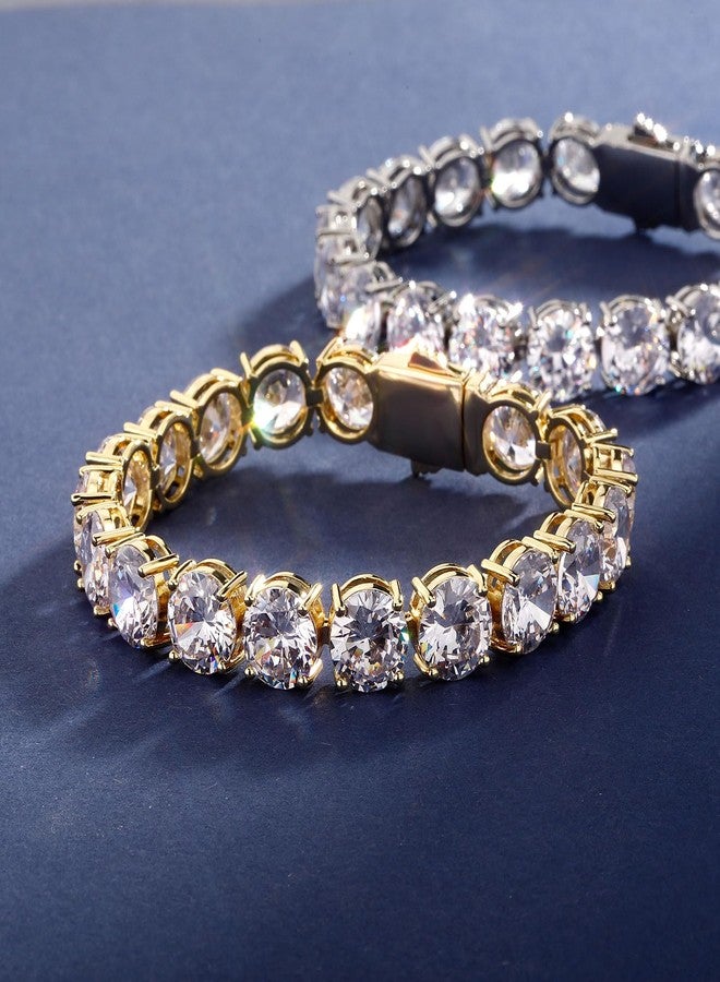 JINAO 10MM Gold Tennis Bracelet for Men Women 14K Gold Plated Iced Out Lab Simulated Diamond Cubic Zirconia Wrist Chain Hip Hop Jewelry (Yellow Bracelet, 7.00) - Image 3