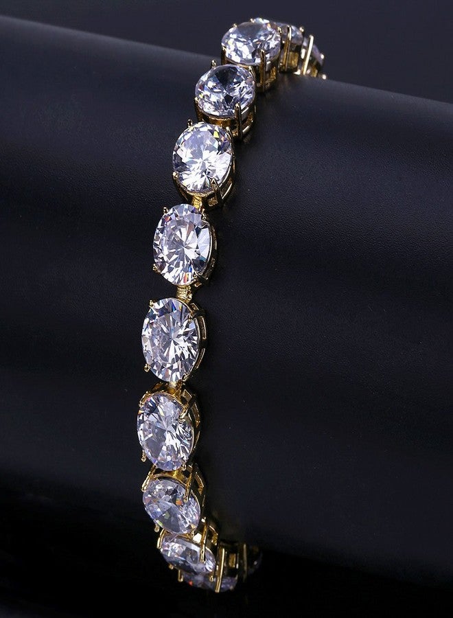 JINAO 10MM Gold Tennis Bracelet for Men Women 14K Gold Plated Iced Out Lab Simulated Diamond Cubic Zirconia Wrist Chain Hip Hop Jewelry (Yellow Bracelet, 7.00) - Image 4