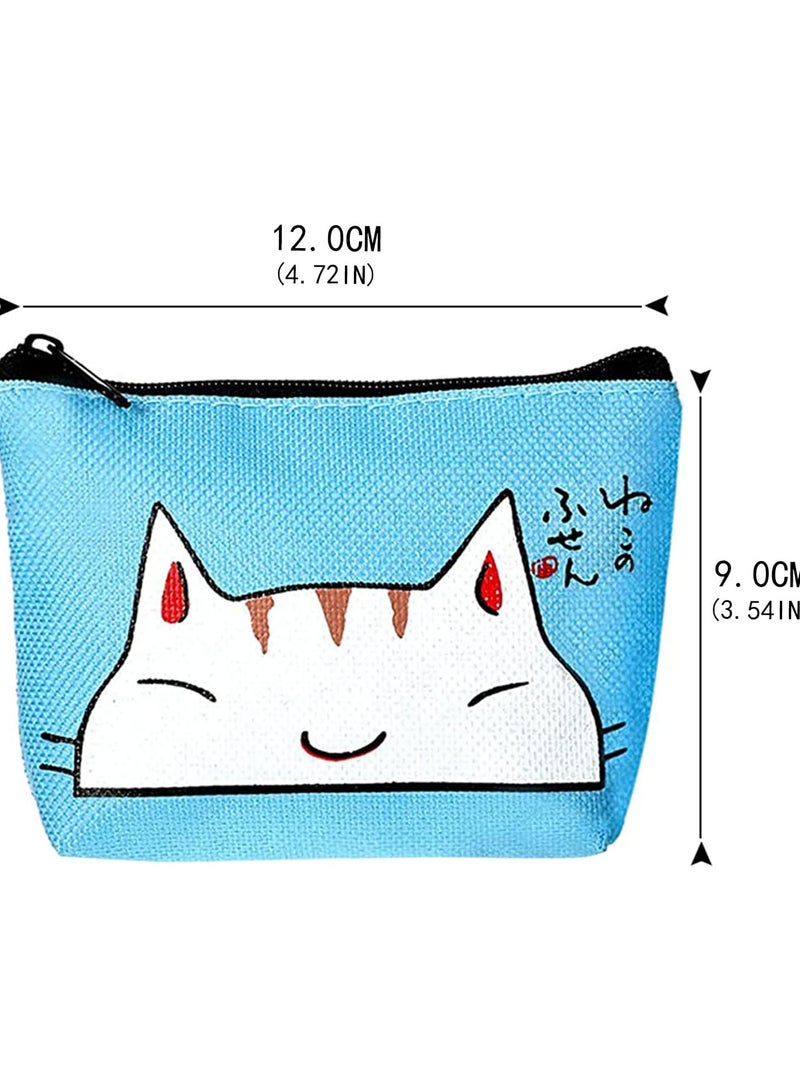 GGOOT 3pcs Canvas Coin Pouch,Small Canvas Coin Purse Portable Coin Bags Wallet Change Holder Cartoon Cat Prints Coin Pouch Cute Oxford Coin Purse with Zipper for Women Girl Credit Card ID Card Lipstick  - Image 2