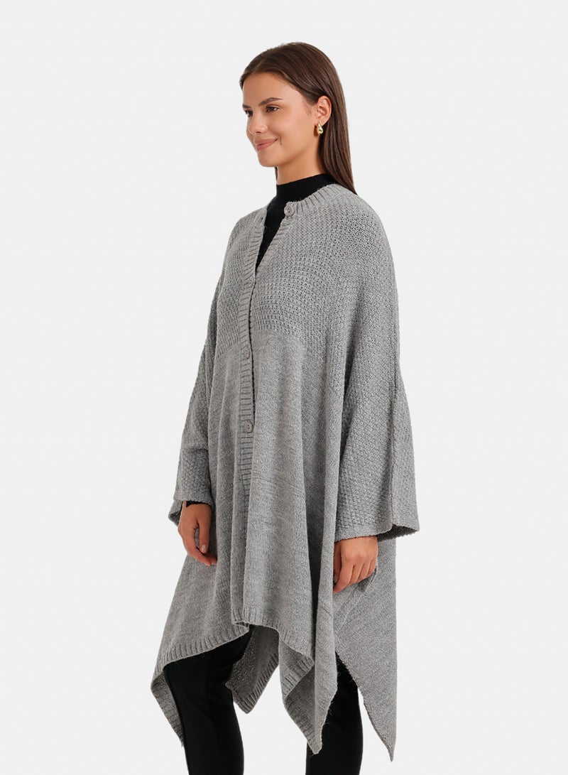 Carina Asymmetric Button Front Poncho - Image 3