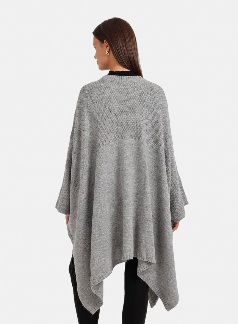Carina Asymmetric Button Front Poncho - Image 4