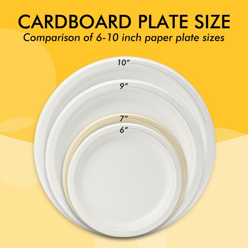 RACETOP Compostable Small Paper Plates 6 Inch [100 Pack], Dessert Plates, Disposable Biodegradable Heavy Duty Paper Plates, Made of Natural Sugarcane Fibers, Unbleached White, Round - Image 2