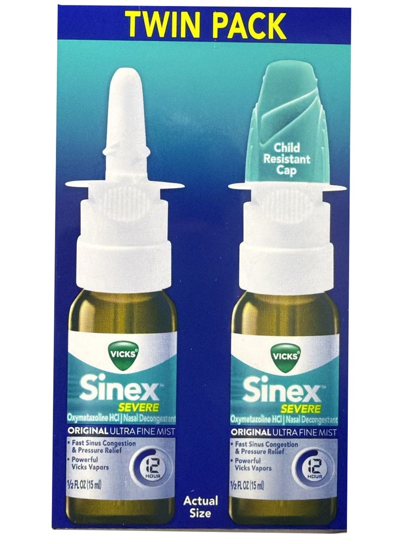 Vicks Sinex Nasal Spray Original Ultra Fine Mist Nose Cold, Allergy - Image 1