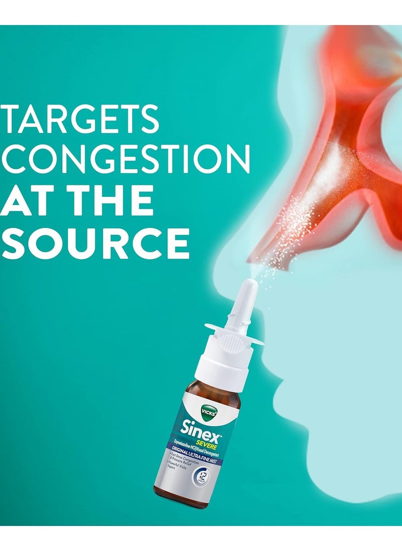 Vicks Sinex Nasal Spray Original Ultra Fine Mist Nose Cold, Allergy - Image 2