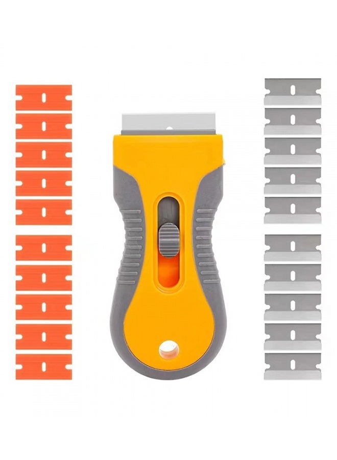 RedMapleTEK Cleaning Scraper, Multi-Surface Cleaning Tool for Glass, Ceramic Cooktops, Ovens, Glass Top Stoves and Removes Burned-On Food, Tough Stains, Dirt, Stickers, and Paint (20 Extra Blades) - Image 1