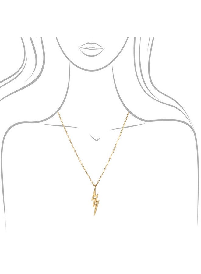 SpinningDaisy Handcrafted Brushed Metal Lightning Bolt Necklace Gold - Image 4