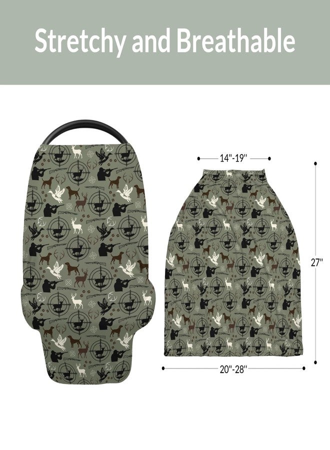 ZoUbqchY Green Hunting Deer Hunting Duck Baby Car Seat Covers Dog Hunter Stretchy 5-in-1 Cover Hunting Animals Lover Gift Adjustable Infant Carseat Canopy Cover Elk Duck Hunter Breathable Nursing Cover-Up - Image 5