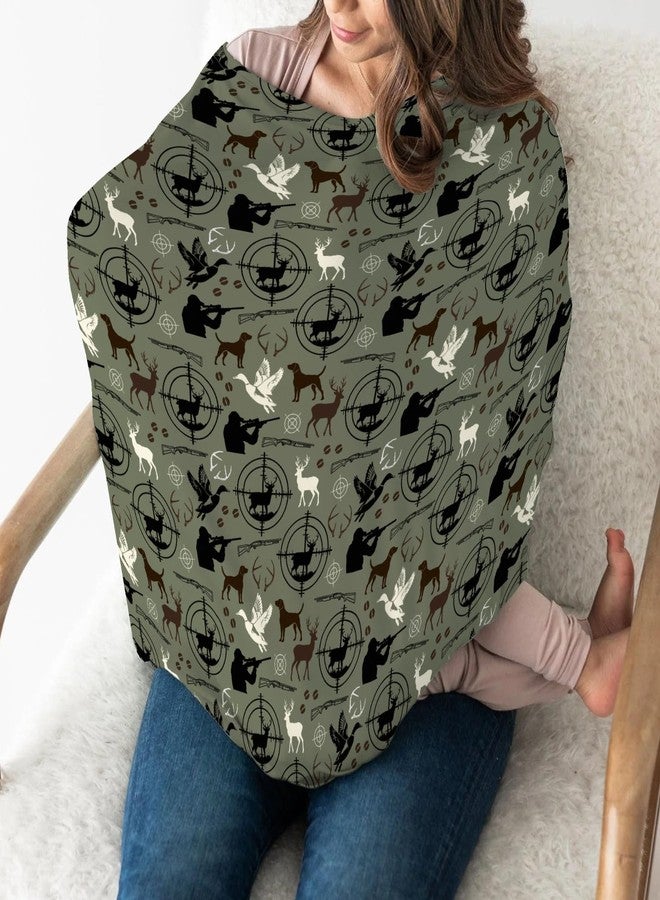 ZoUbqchY Green Hunting Deer Hunting Duck Baby Car Seat Covers Dog Hunter Stretchy 5-in-1 Cover Hunting Animals Lover Gift Adjustable Infant Carseat Canopy Cover Elk Duck Hunter Breathable Nursing Cover-Up - Image 3