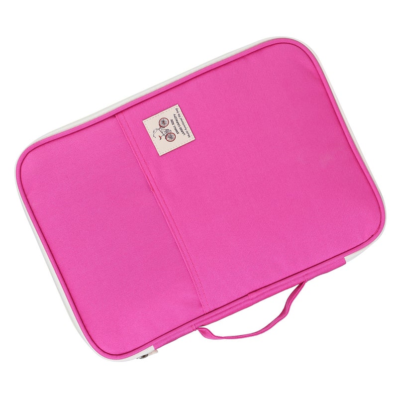 A4 Document Bag File Folder Portfolio Organizer Computer Notebook Zippered Case (Rose Red) - Image 3