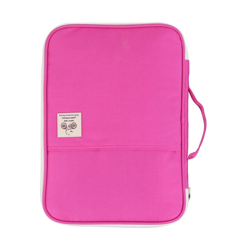 A4 Document Bag File Folder Portfolio Organizer Computer Notebook Zippered Case (Rose Red) - Image 5