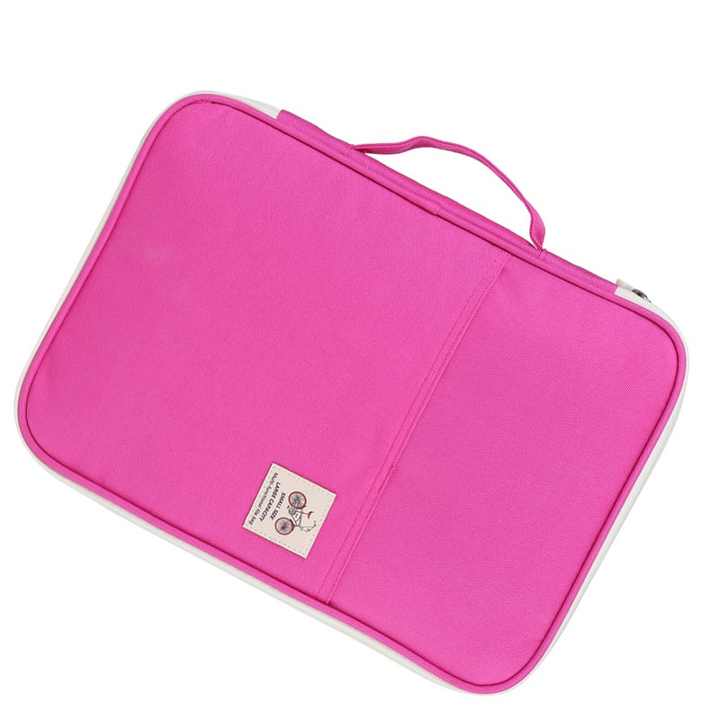 A4 Document Bag File Folder Portfolio Organizer Computer Notebook Zippered Case (Rose Red) - Image 4