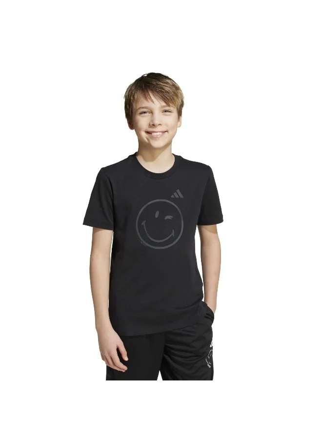 Adidas J Smi Tee Black Training T-Shirts For Junior 7-8Y