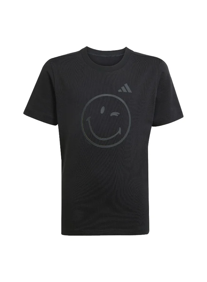 Adidas J Smi Tee Black Training T-Shirts For Junior 7-8Y