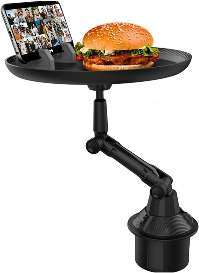 Car Cup Holder Tray for Car Adjustable Car Tray Table with Surface, Phone Slot, and 360° Swivel Arm Car Food Table for Cup Holders Tray Fits Vehicle,Golf Cart, SUV and All Cars Black - Image 5
