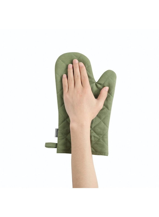 M MIAOYAN Oven Mitts and Pot Holders 4 pcs Set,High Heat Resistant 500 Degree Extra Thicken Long Kitchen Cotton Oven Glove for Cooking (12 Inch,Green) - Image 1