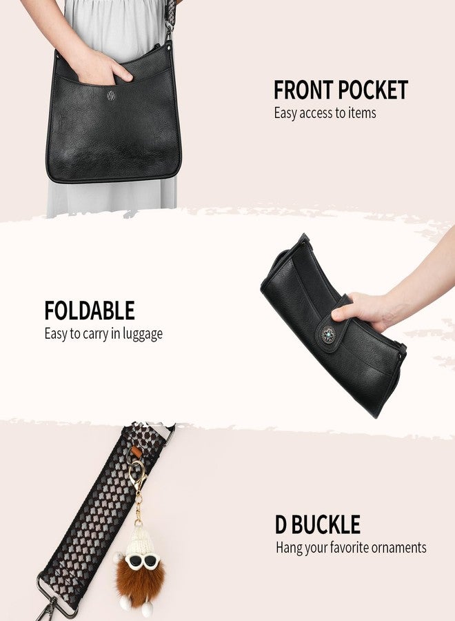 APHISON Crossbody Bags For Women Trendy, Vegan Leather Hobo Handbags Crossbody Purses Shoulder Bucket Bag with 2 Strap Black - Image 4