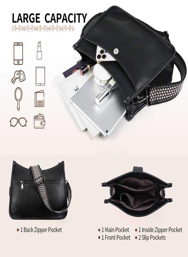 APHISON Crossbody Bags For Women Trendy, Vegan Leather Hobo Handbags Crossbody Purses Shoulder Bucket Bag with 2 Strap Black - Image 3
