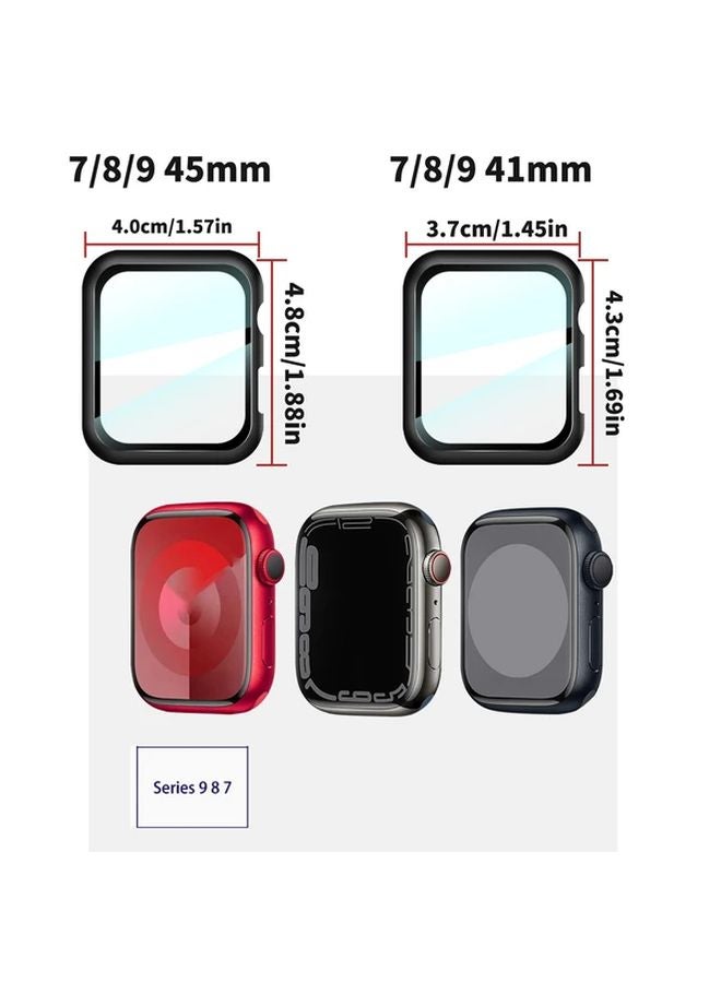 2 Pack Black Protective Case With Tempered Glass For Apple Watch 41mm - Image 3