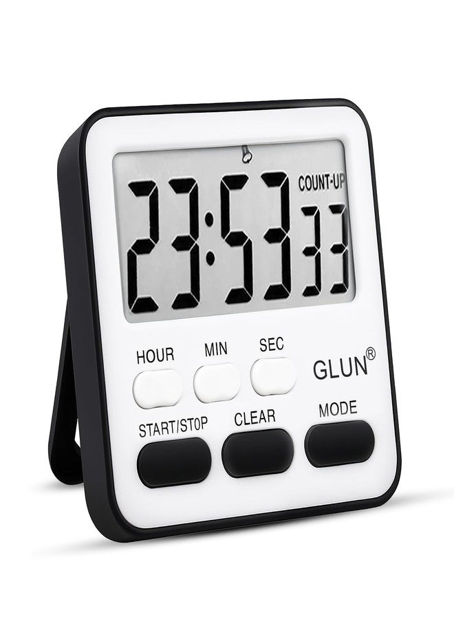 GLUN مؤقت مطبخ رقمي من GLUN® مع منبه واضح وعالي الصوت للطهي، ساعة توقيت مع منبه وظهر مغناطيسي، شاشة LCD بإضاءة خلفية، مناسب للفصول الدراسية للأطفال والمعلمين، ظهر أسود - Image 1