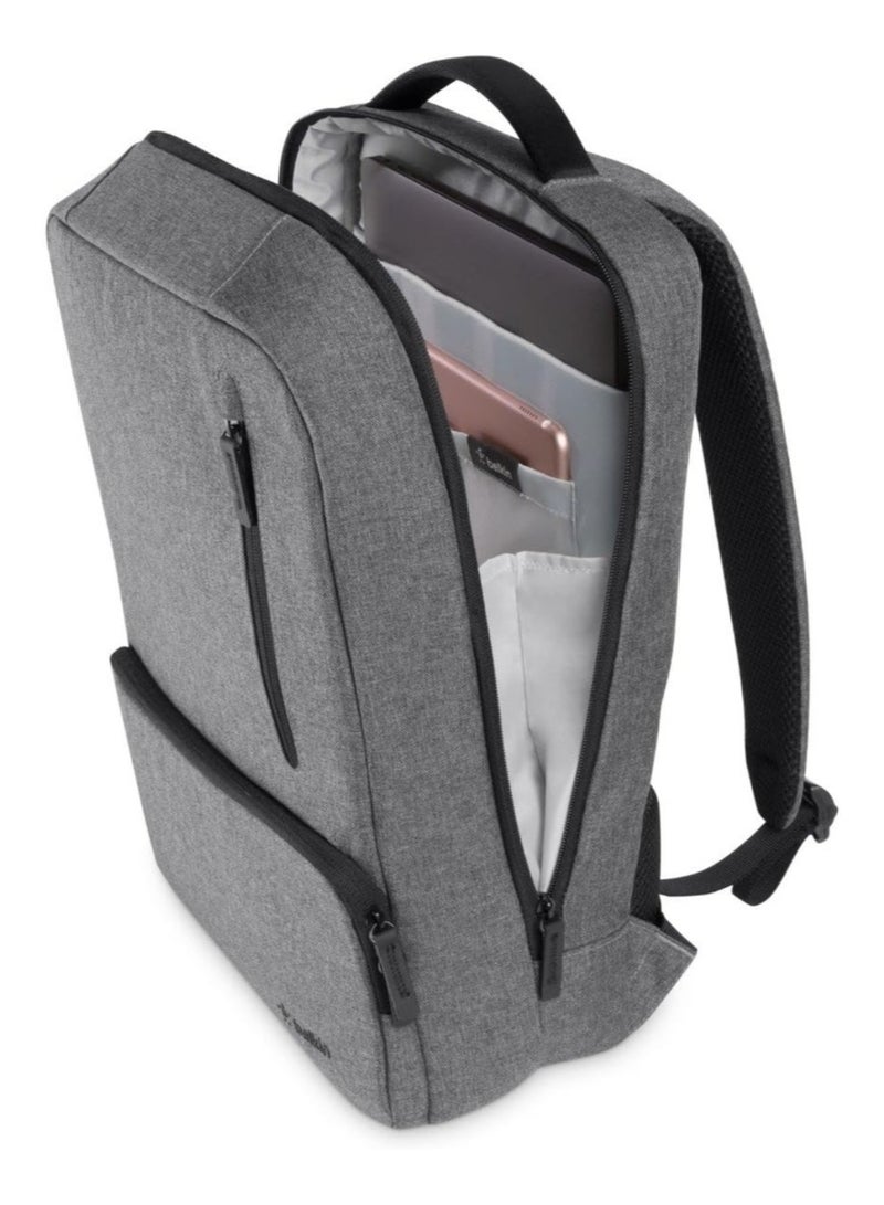Belkin Classic Pro Backpack for 13" to 17" Laptops – Grey, Durable & Comfortable Everyday Carry Bag - Image 1