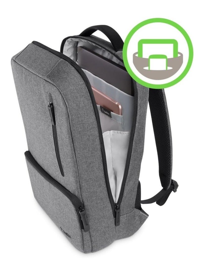 Belkin Classic Pro Backpack for 13" to 17" Laptops – Grey, Durable & Comfortable Everyday Carry Bag - Image 5