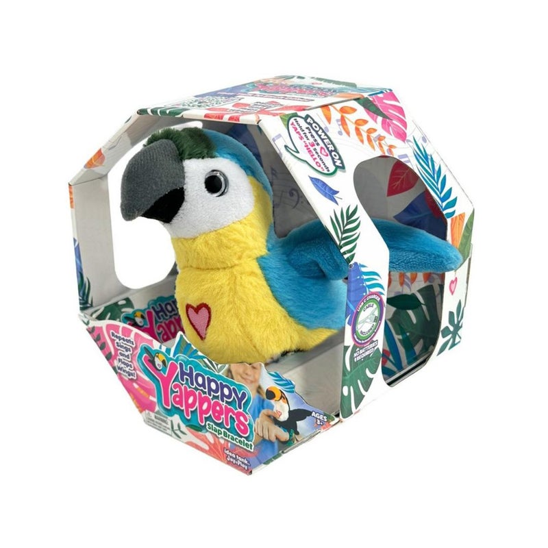 Happy Yappers Blue Parrot Interactive Plush Bird Toy