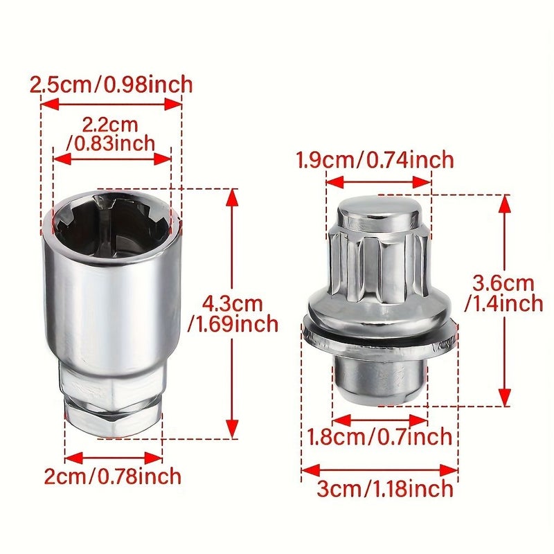 5 قطع صامولة قفل مزدوجة الرأس M12 X 1.5 لمسامير عجلات ألومنيوم تويوتا - Image 4