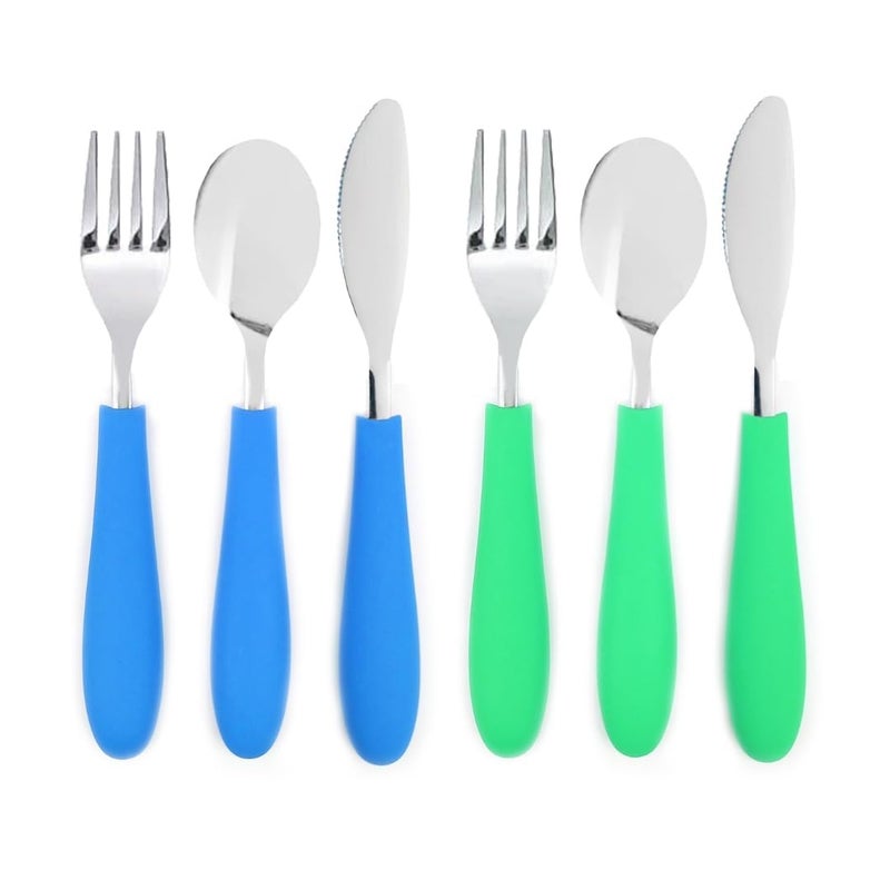 Elk and Friends Elk and Friends Kids Silverware with Silicone Handle  Childrens Safe Flatware  Kids Utensils  Spoon  Fork  Knife set  4 years  6 Pieces 