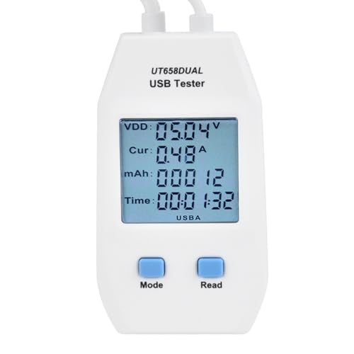 Walfront (UT658 Dual) USB Detector USB Tester Digital Voltmeter Ammeter Power Capacity Voltage Current Meter Digital Power Capacity Tester for Production Verification, Engineering Testing - Image 5