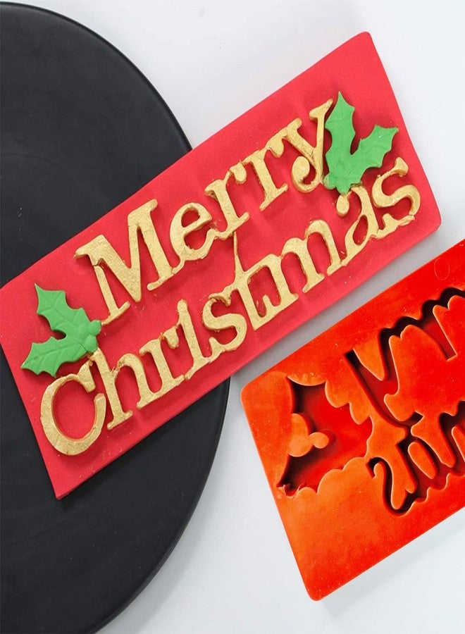 Skytail Silicone Merry Christmas Mold Cake Fondant Chocolate Candy Sugarcraft Christmas Cake Decoration Cupcake Topper Gumpaste Xmas Party Treats Clay Crafting Projects Soap Candle Handmade Gift - Image 4