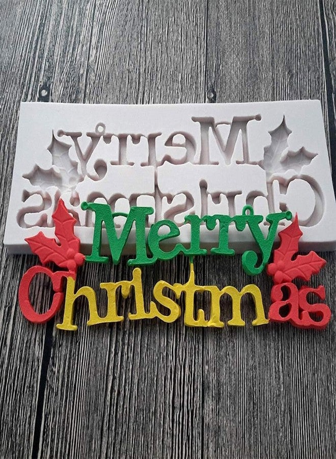 Skytail Silicone Merry Christmas Mold Cake Fondant Chocolate Candy Sugarcraft Christmas Cake Decoration Cupcake Topper Gumpaste Xmas Party Treats Clay Crafting Projects Soap Candle Handmade Gift - Image 3
