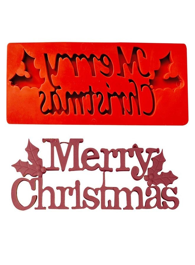 Skytail Silicone Merry Christmas Mold Cake Fondant Chocolate Candy Sugarcraft Christmas Cake Decoration Cupcake Topper Gumpaste Xmas Party Treats Clay Crafting Projects Soap Candle Handmade Gift - Image 1