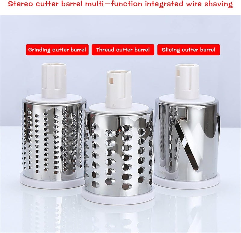 comfrt Kitchen Gadgets Rotary Cheese Grater, 3 in 1 Drum Blades Grater Slicer Shredder Cheese Grater Rotary with Handle & Strong Suction Base Chopper Vegetable Cutter for Vegetables Fruit (blue) - Image 4