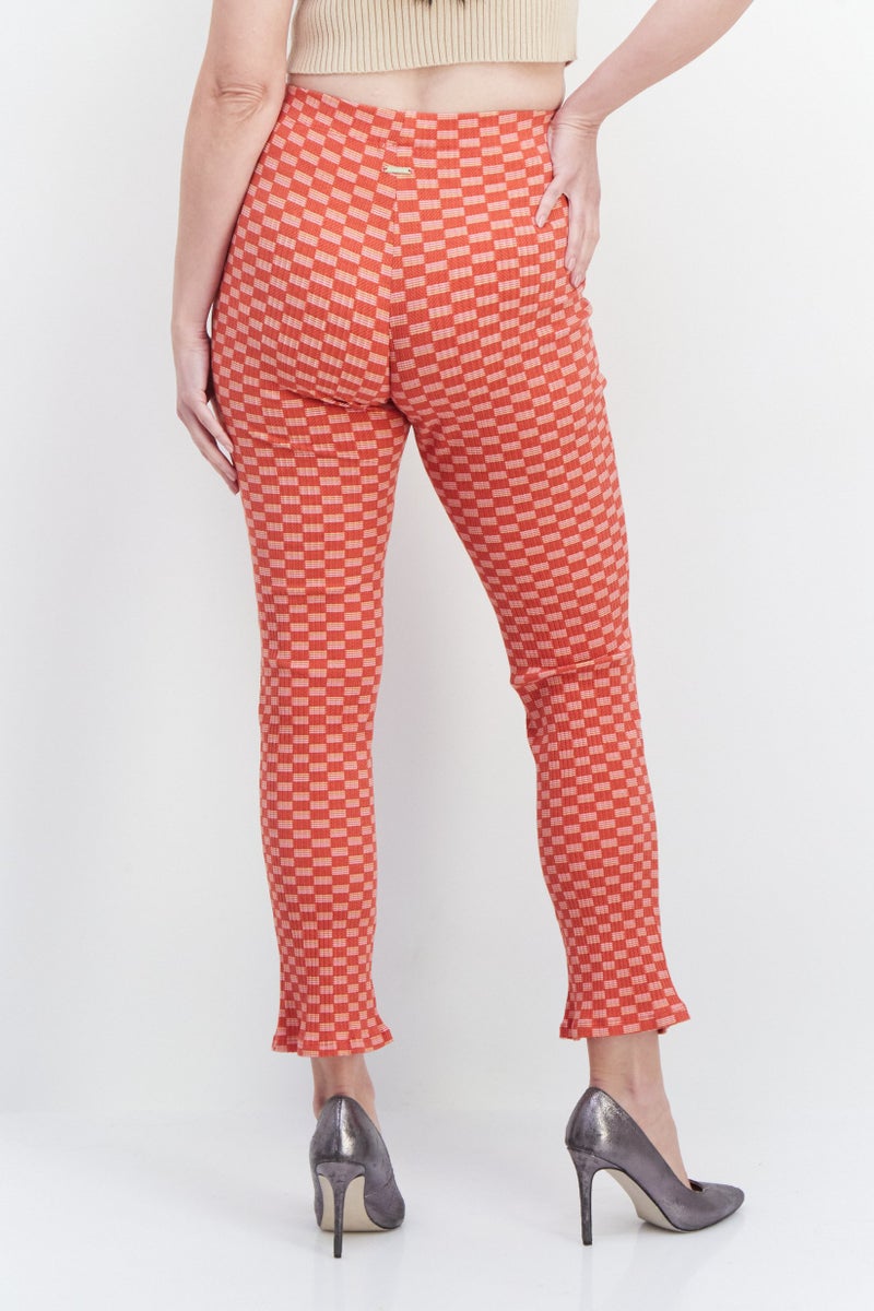 Billabong Women Plaid Pull On Tights, Red - Image 2