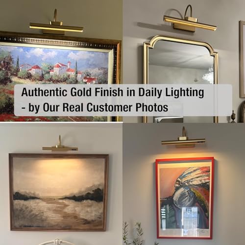 LYTARA Dimmable Cordless Picture Light with Controller and Timer, Rechargeable 5000mAh Battery Wall Sconce for Wall Pictures, Gallery Artwork, Paintings, Portraits, Dartboards (Gold) - Image 3