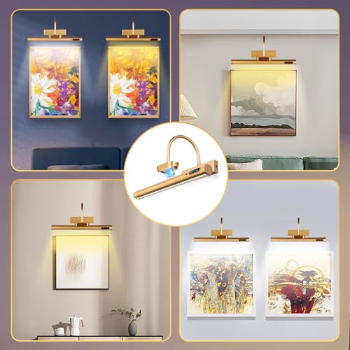 LYTARA Dimmable Cordless Picture Light with Controller and Timer, Rechargeable 5000mAh Battery Wall Sconce for Wall Pictures, Gallery Artwork, Paintings, Portraits, Dartboards (Gold) - Image 4