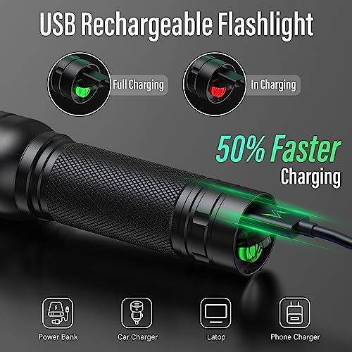 RECHOO Rechargeable Flashlights High Lumens, G1000 Super Bright Flash Light, Small Zoomable Led Flashlight with 3 Lighting Modes, Portable Tactical Flashlights for Camping (Battery Included) - Image 3